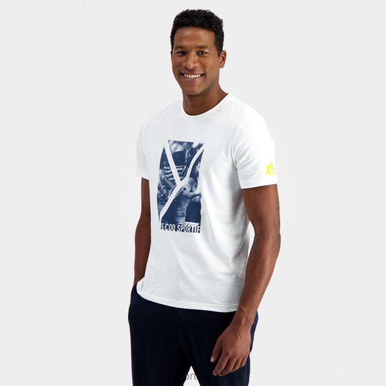 Le Coq Sportif camiseta de moda blanca hombres TD866160 ropa
