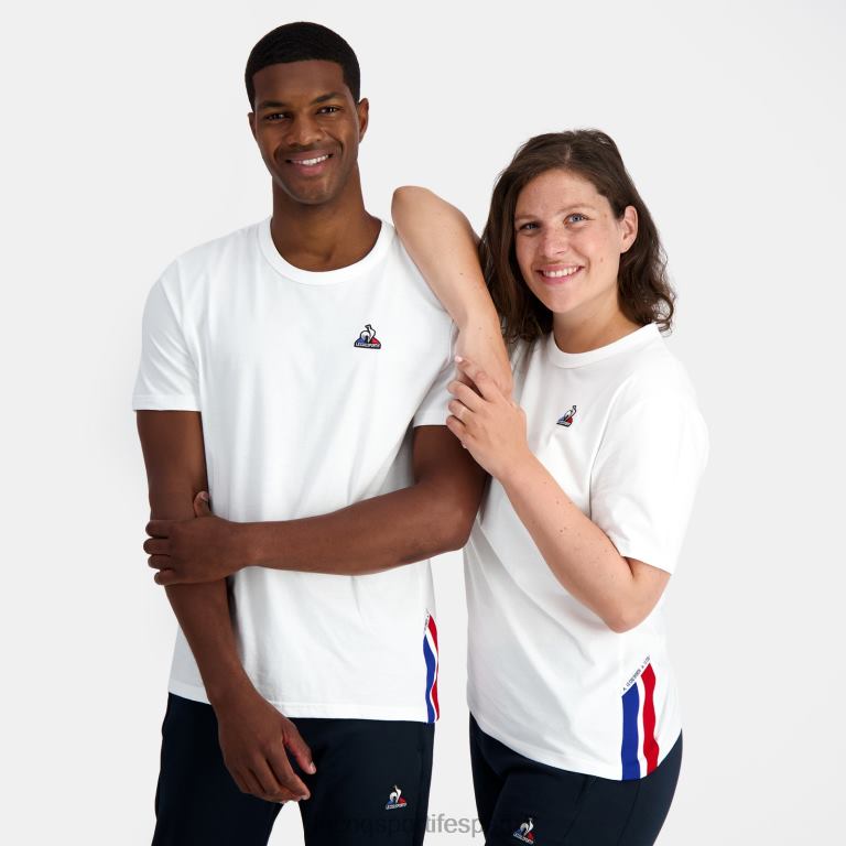 Le Coq Sportif camiseta de moda blanca hombres TD866170 ropa