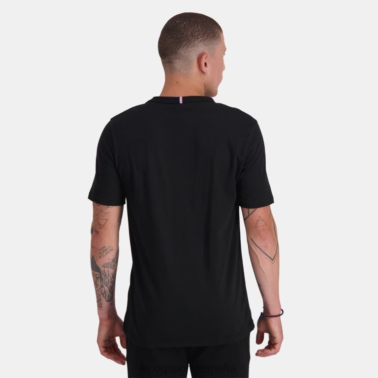 Le Coq Sportif camiseta de moda negro hombres TD866153 ropa