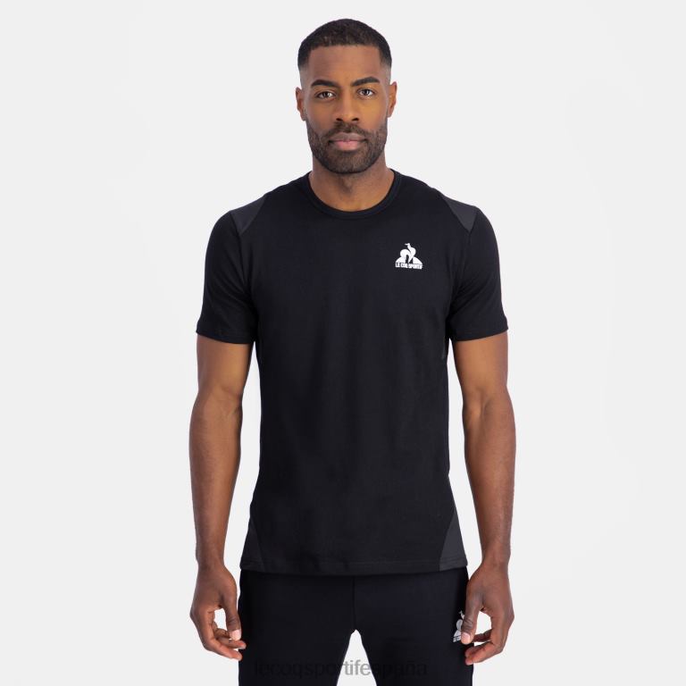 Le Coq Sportif camiseta de moda negro hombres TD866174 ropa