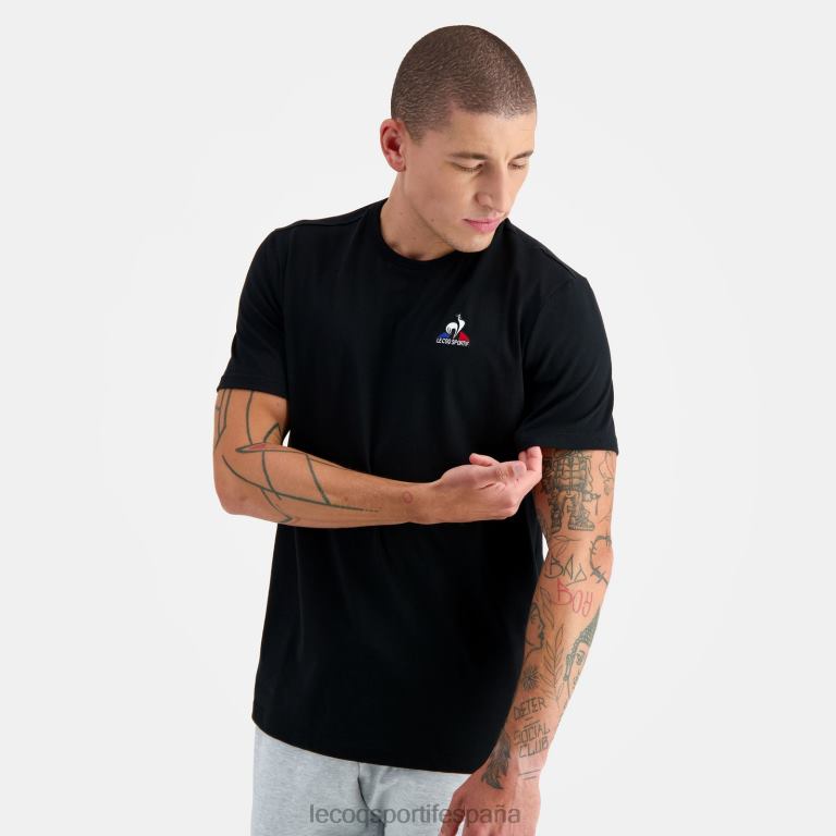 Le Coq Sportif camiseta de moda negro hombres TD866181 ropa