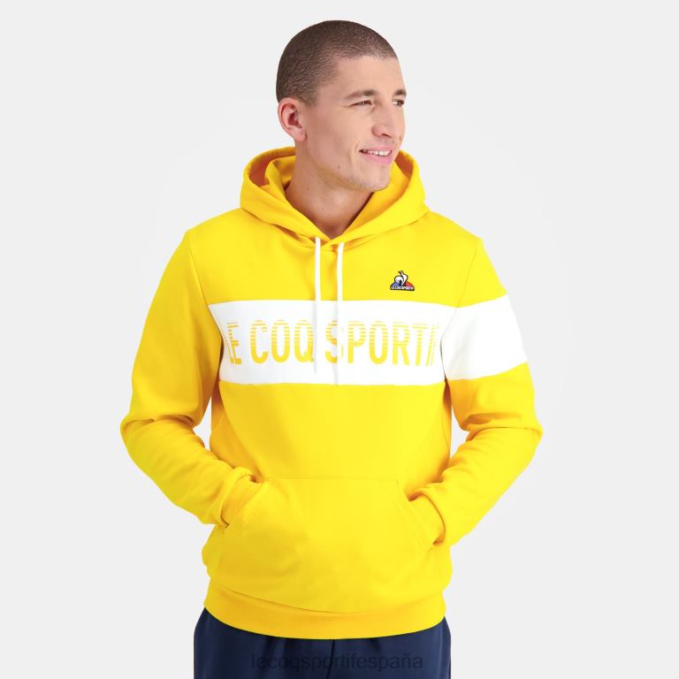 Le Coq Sportif sudadera con capucha amarilla hombres TD866438 ropa