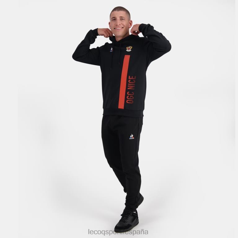 Le Coq Sportif sudadera con capucha negra hombres TD86615 ropa