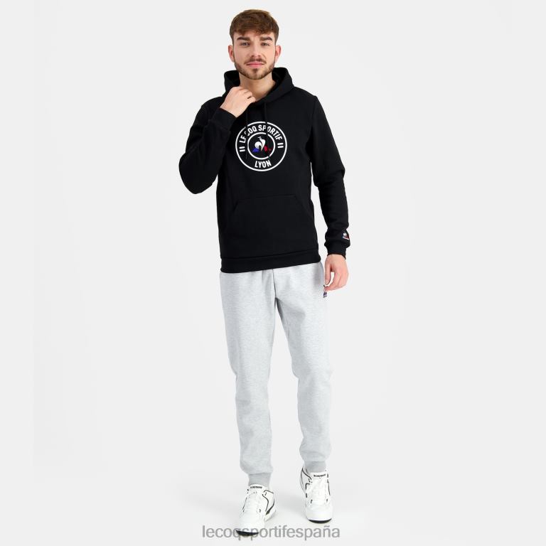 Le Coq Sportif sudadera con capucha negra hombres TD86643 ropa