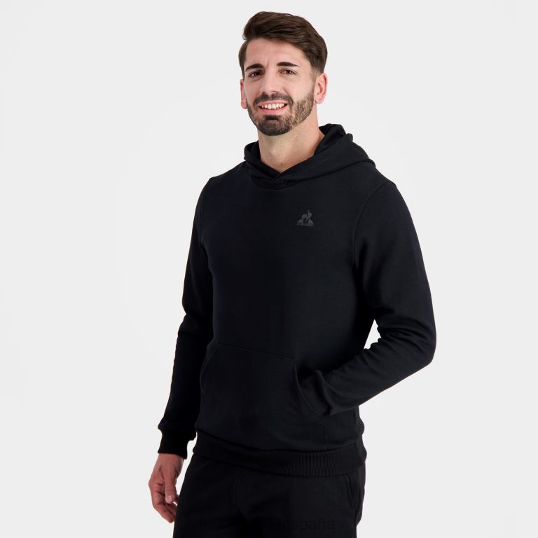 Le Coq Sportif sudadera con capucha negra hombres TD8667 ropa