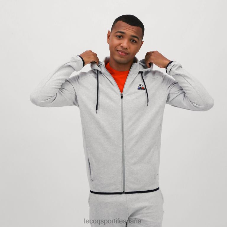 Le Coq Sportif sudadera con capucha y cremallera gris hombres TD866485 ropa