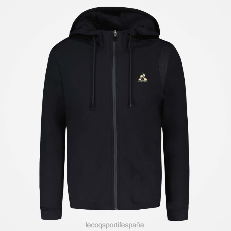 Le Coq Sportif sudadera con capucha y cremallera negra hombres TD86670 ropa