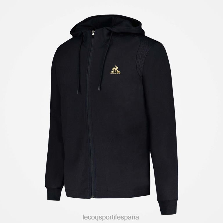 Le Coq Sportif sudadera con capucha y cremallera negra hombres TD86670 ropa