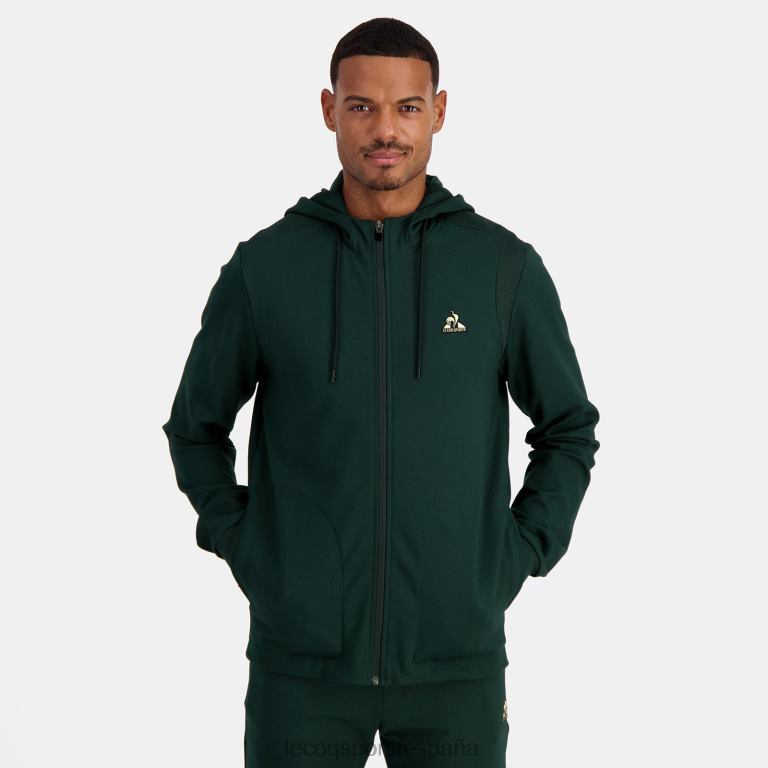 Le Coq Sportif sudadera con capucha y cremallera verde hombres TD866462 ropa