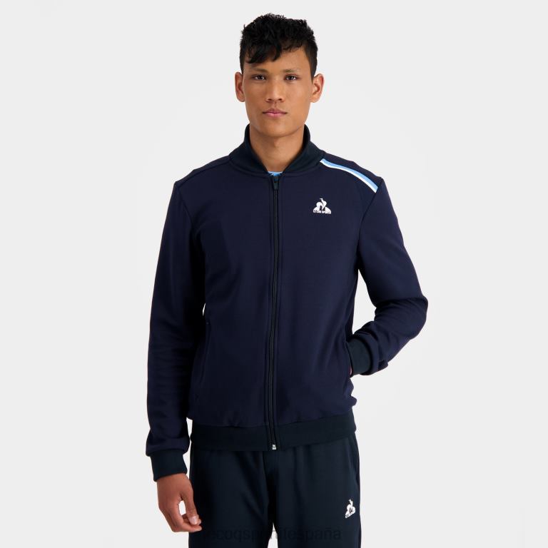 Le Coq Sportif sudadera con cremallera azul hombres TD86634 ropa