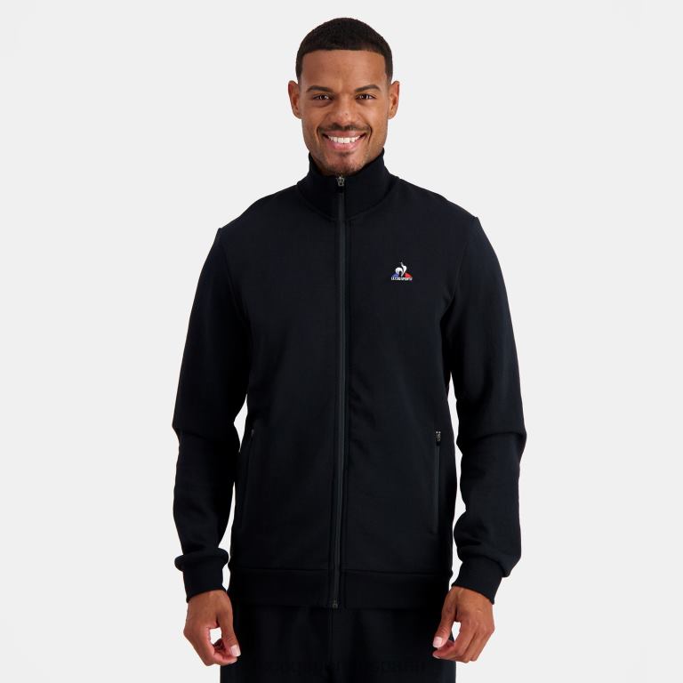 Le Coq Sportif sudadera con cremallera negra hombres TD86651 ropa